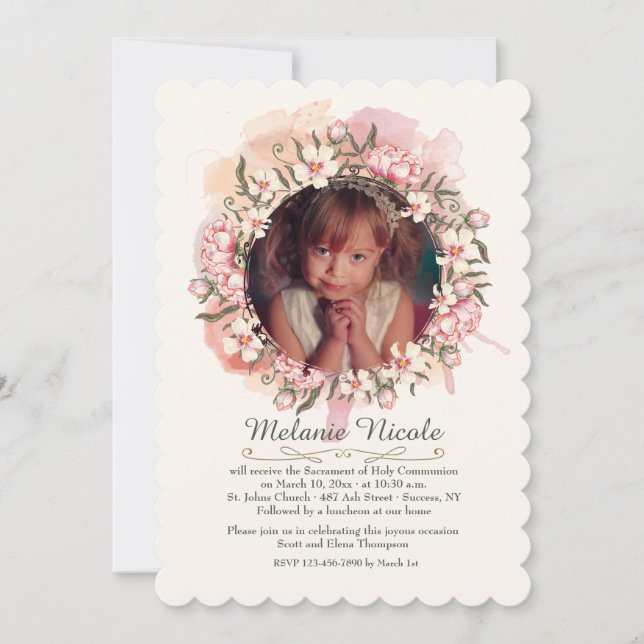 Delicate Wreath Photo Invitation (Front)