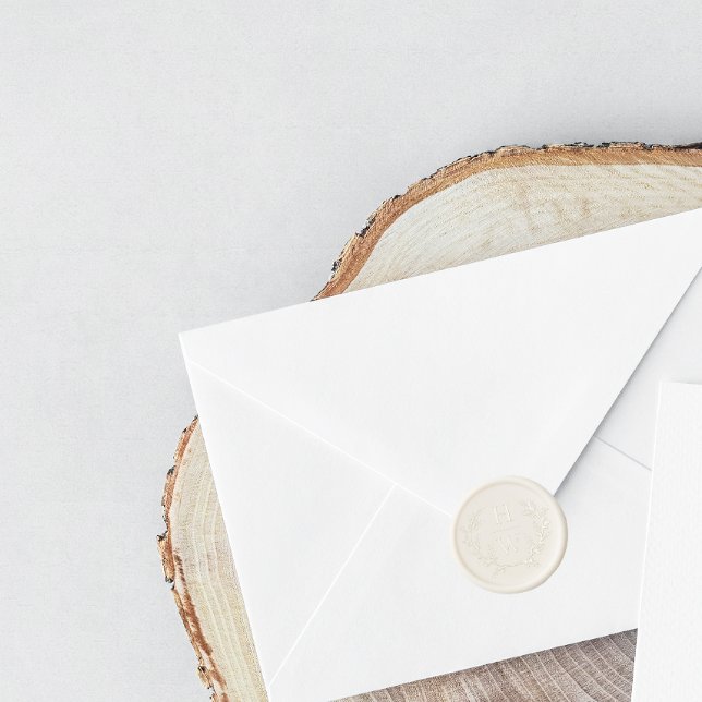 Delicate Wreath Stacked Monogram Wedding Wax Seal Sticker (Creator Uploaded)