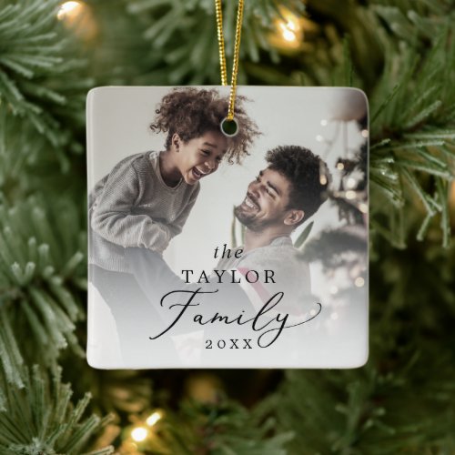 Delicate Yearly Family Photo Keepsake Ceramic Ornament