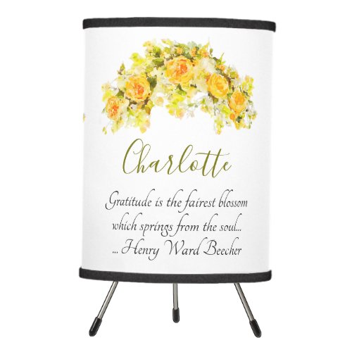 Delicate Yellow and Orange Floral Spray Tripod Lamp
