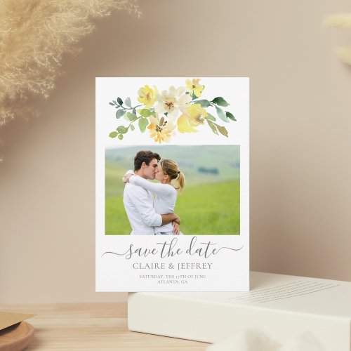 Delicate Yellow Floral Couple Photo Summer Garden Save The Date