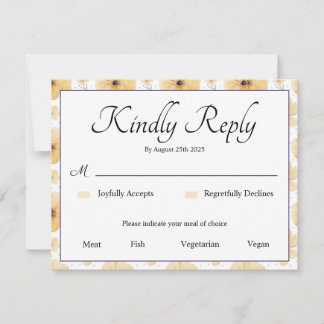 Delicate Yellow Floral  RSVP Card