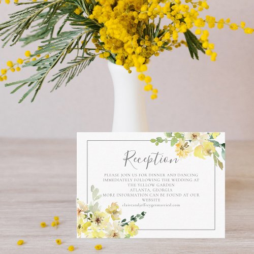 Delicate Yellow Floral Summer Wedding Reception Enclosure Card