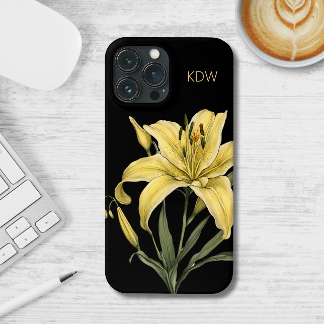Delicate Yellow Lily Monogram  Case-Mate iPhone Case (Creator Uploaded)