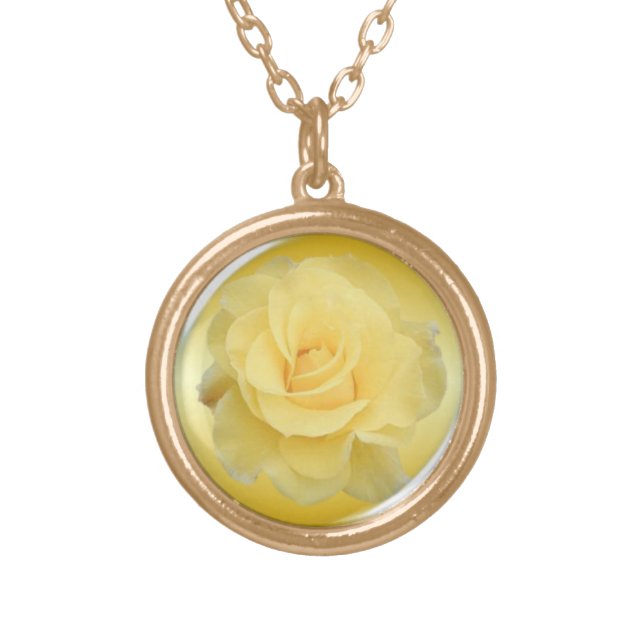 Delicate Yellow Rose #1 Gold Plated Necklace (Front)