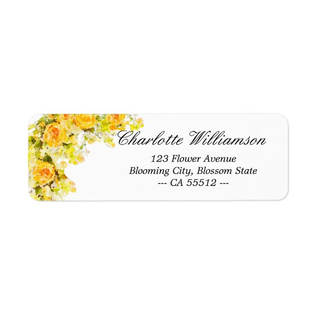 Delicate Yellow Rose Pastel Flowers Label (Front)