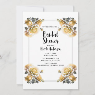 Delicate Yellow Roses Shabby Shower Invitation