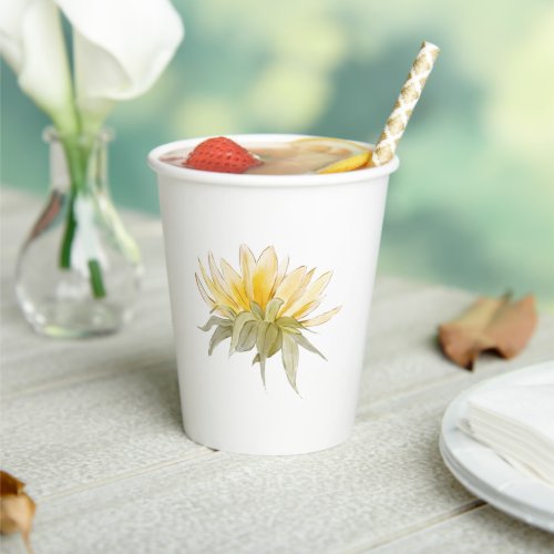 Delicate Yellow Sunflower Wedding Reception White Paper Cups