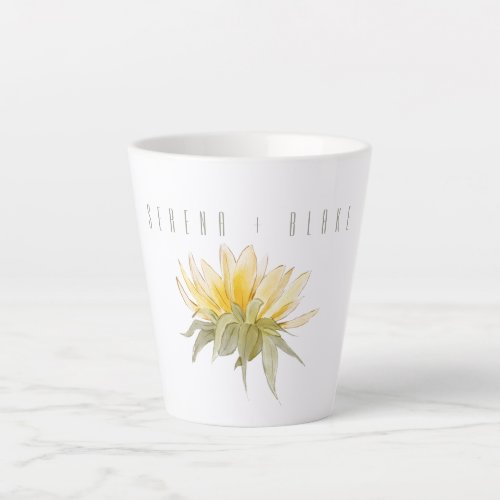 Delicate Yellow Sunflower Wedding White Cafe Latte Mug