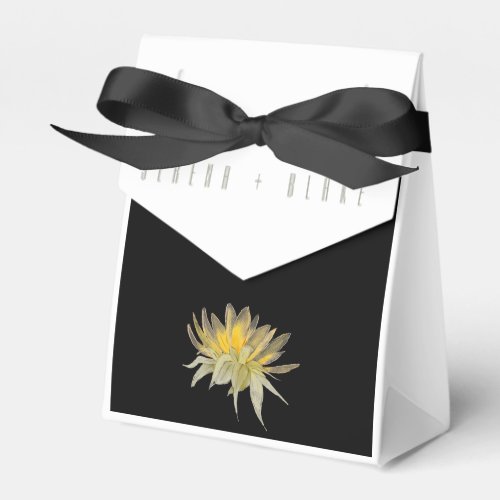 Delicate Yellow Sunflower White and Black Wedding  Favor Boxes