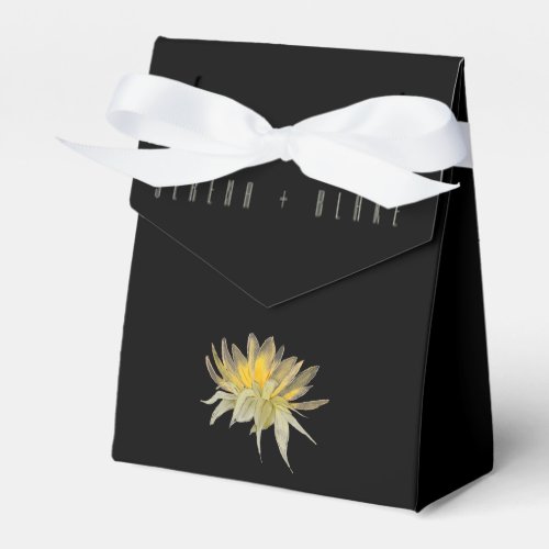 Delicate Yellow Sunflower White and Black Wedding Favor Boxes