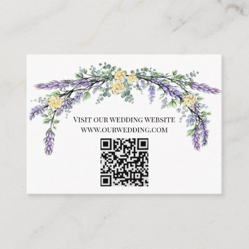 Delicate yellow watercolor roses lavender greenery enclosure card