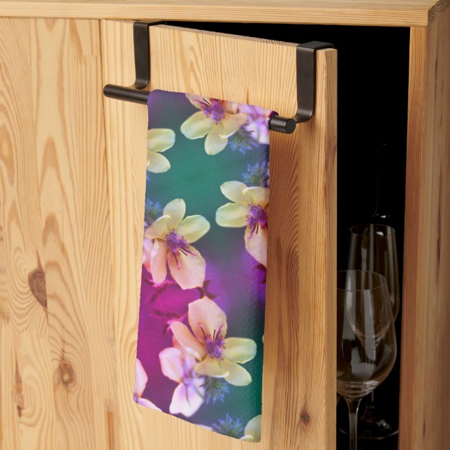 Delicate Yellow Wildflower Abstract Art Pattern    Kitchen Towel (Thirds Fold)
