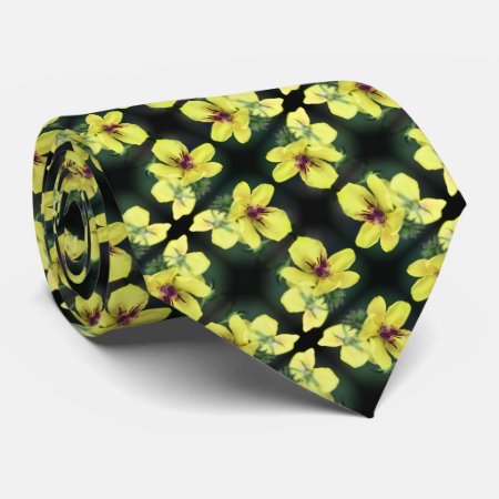 Delicate Yellow Wildflower Abstract Art Pattern   Neck Tie