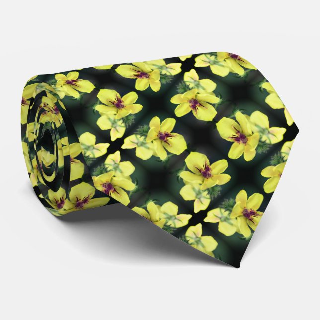Delicate Yellow Wildflower Abstract Art Pattern   Neck Tie (Rolled)