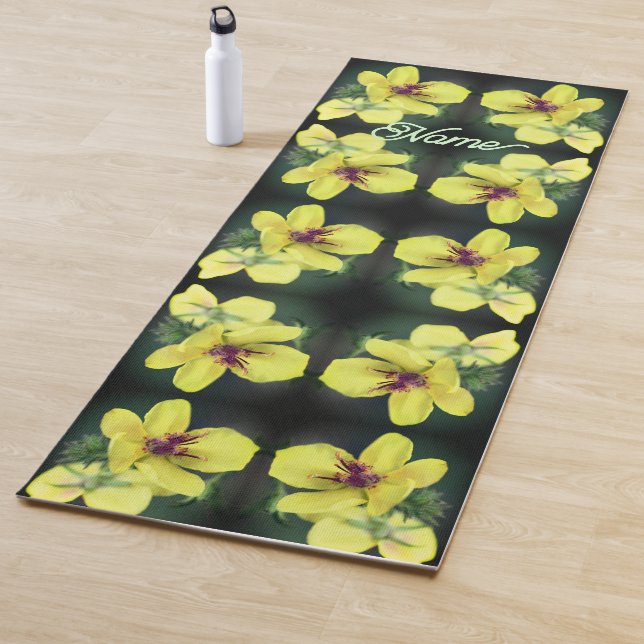 Delicate Yellow Wildflower Abstract Personalized Yoga Mat (In Situ)