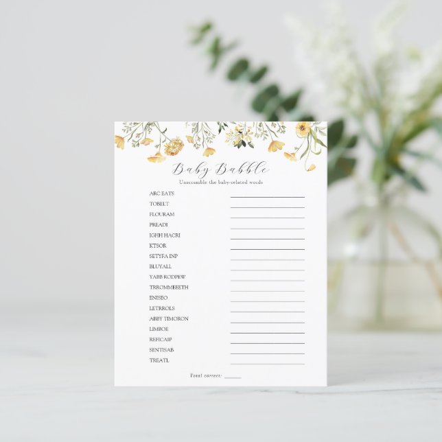 Delicate Yellow Wildflower Baby Babble Scramble