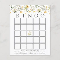 Delicate Yellow Wildflower Baby Bingo Game Card