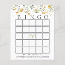 Delicate Yellow Wildflower Baby Bingo Game Card