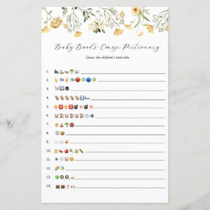 Delicate Yellow Wildflower Baby Books Emoji Game