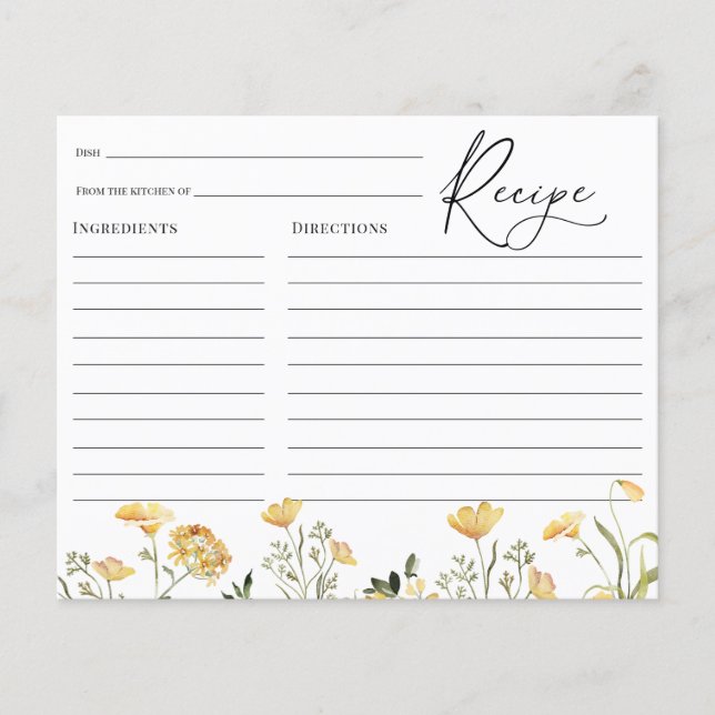 Delicate Yellow Wildflower Bridal Shower (Front)