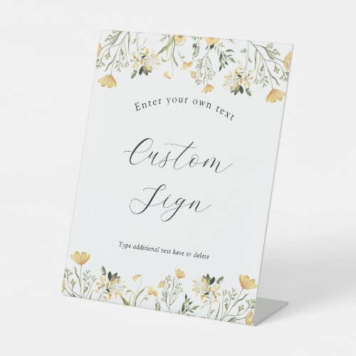 Delicate Yellow Wildflower Custom Text Sign