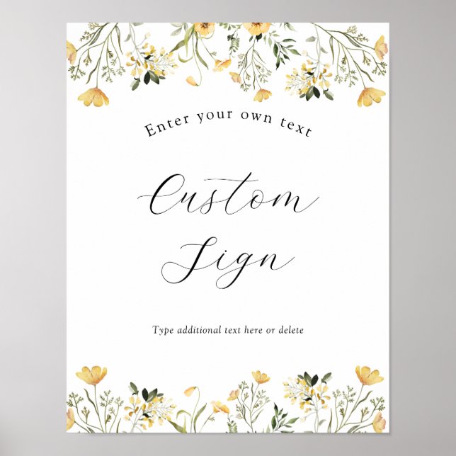 Delicate Yellow Wildflower Custom Text Sign (Front)