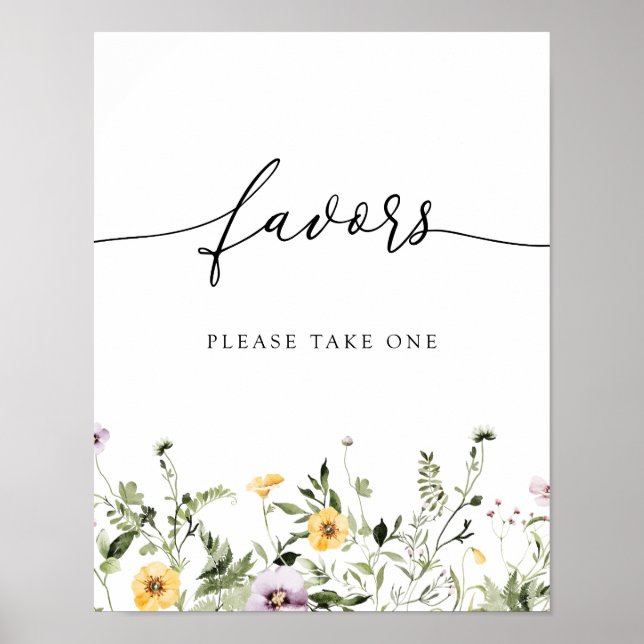 Delicate Yellow Wildflower Favors Sign (Front)