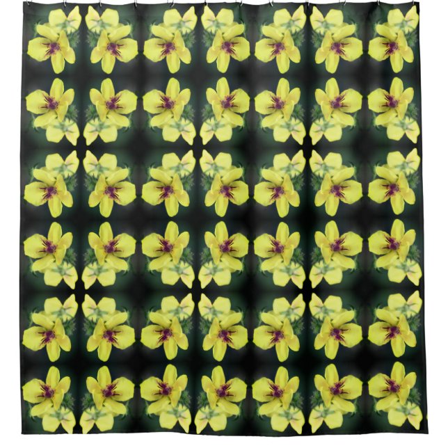 Delicate Yellow Wildflower Floral Art Pattern Shower Curtain (Front)