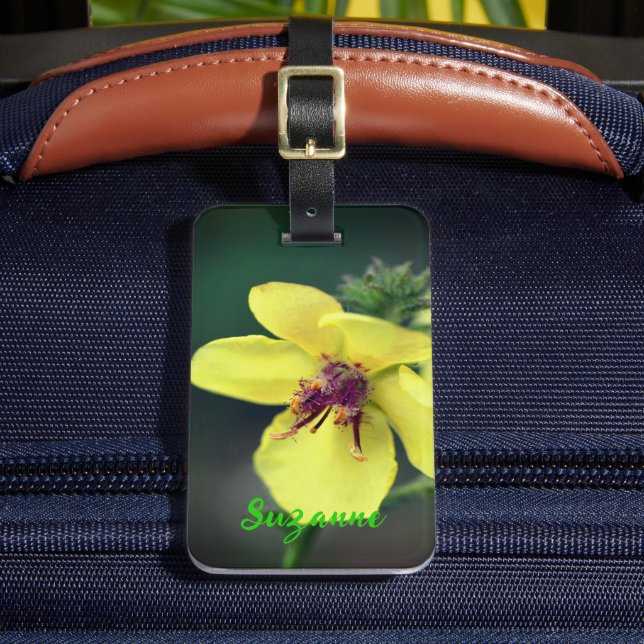 Delicate Yellow Wildflower Personalized Luggage Tag (Front Insitu 2)