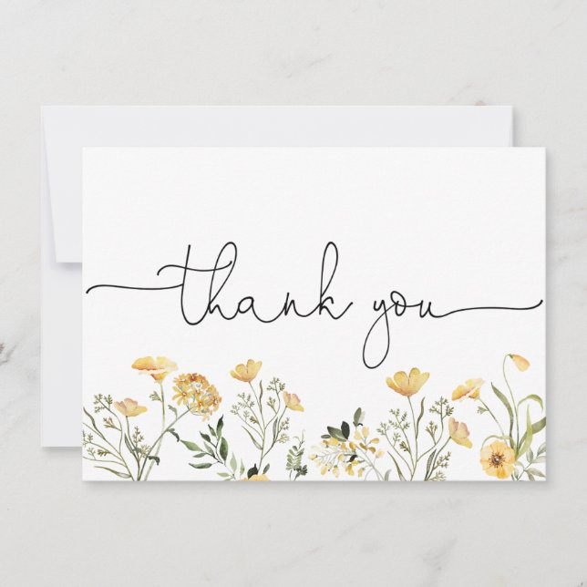 Delicate Yellow Wildflower Thank You Card (Front)