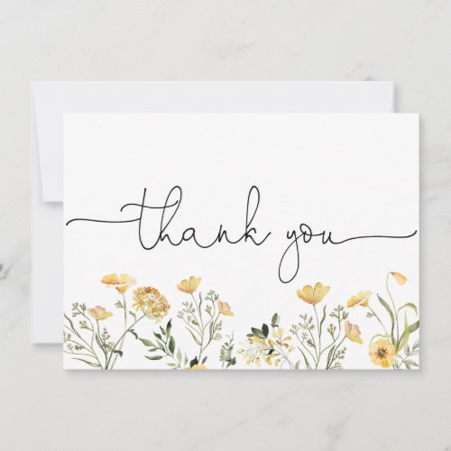 Delicate Yellow Wildflower Thank You Card