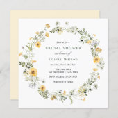 Delicate Yellow Wildflower Wreath Bridal Shower Invitation (Front/Back)