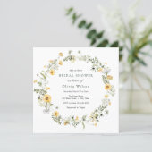 Delicate Yellow Wildflower Wreath Bridal Shower Invitation (Standing Front)