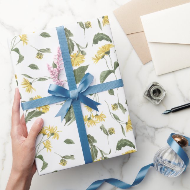 Delicate yellow wildflowers wrapping paper (Gifting)