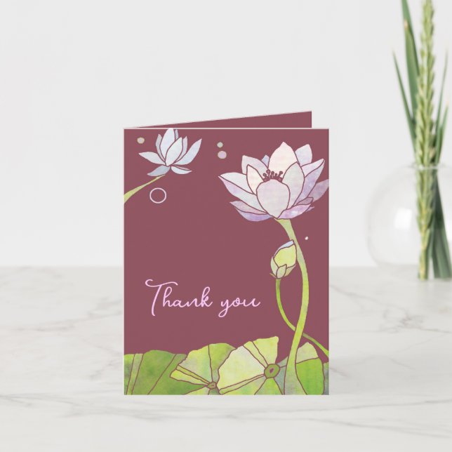 Delicate Zen Lotus Business Thank You Card (Front)