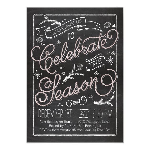 Delicately Chalked Holiday Party Invitation