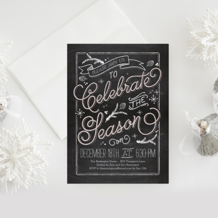 Delicately Chalked Holiday Party Invitation