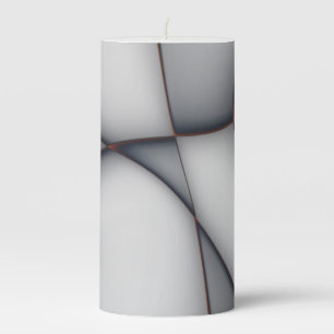 Delicately convex gray piece cutouts pillar candle