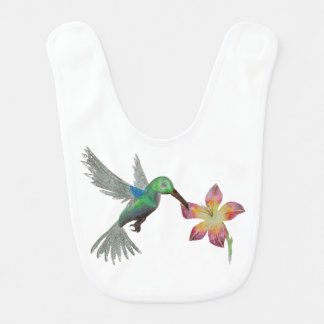 Delicately Hand Drawn Bird and Flower Baby Bib