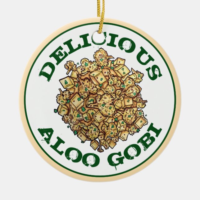 Delicious Aloo Gobi Indian Food Cauliflower Curry Ceramic Ornament (Front)