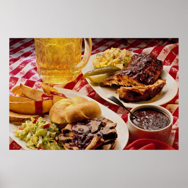 Delicious Barbecued beef on a kaiser bun Poster (Front)