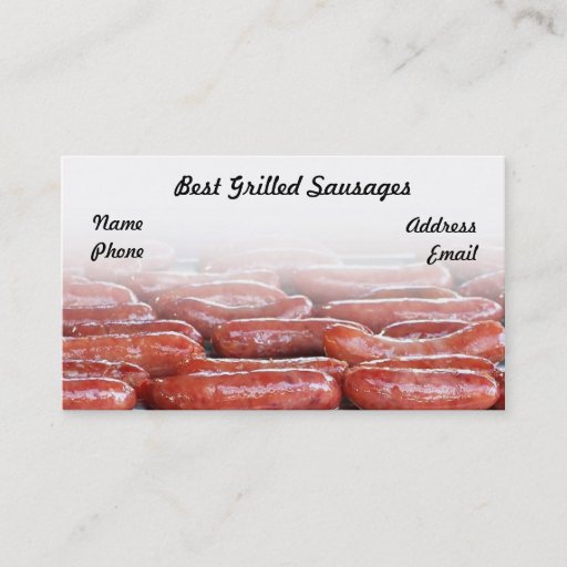 Customizable Delicious Barbecued Sausages Business Card Templates