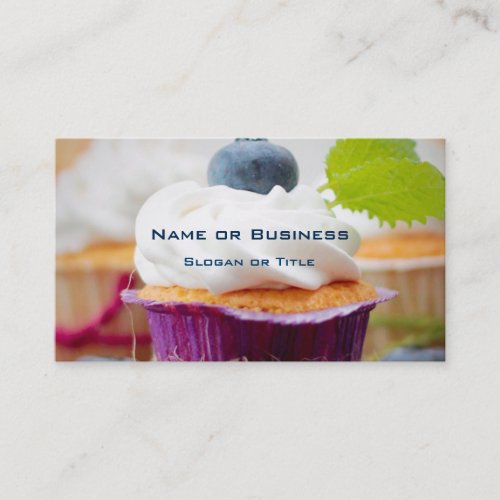 Delicious Blueberry Cupcake with Whipped Cream Business Card