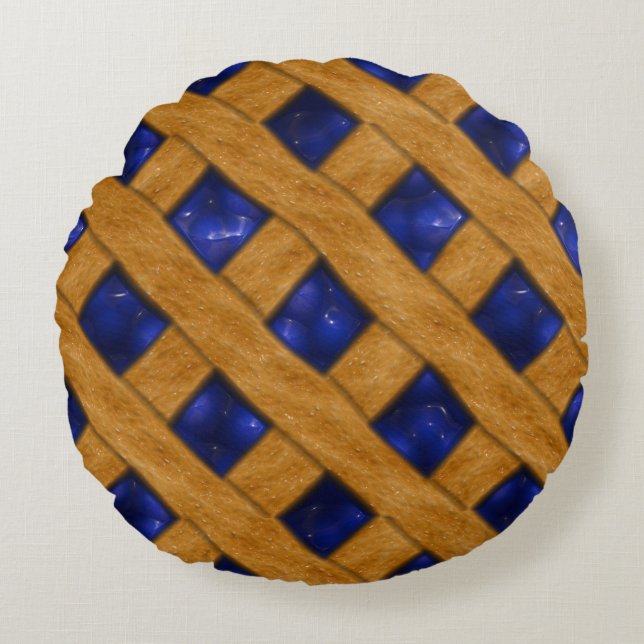 Delicious Blueberry Pie Round Pillow (Front)