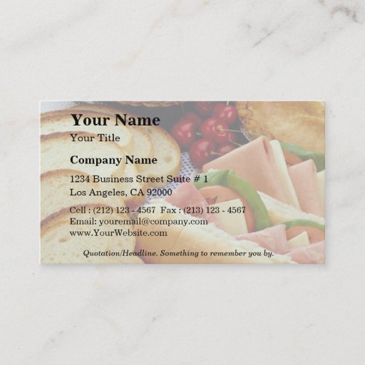 Customizable Delicious Bread, sandwiches, pie and cookies Business Card Template