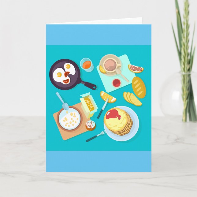 Delicious Breakfast Pancakes Eggs Coffee  Card (Creator Uploaded)