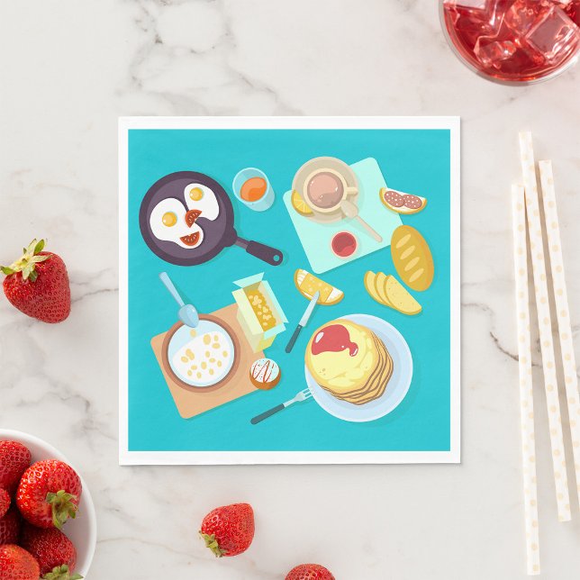 Delicious Breakfast Pancakes Eggs Coffee  Napkins (Creator Uploaded)