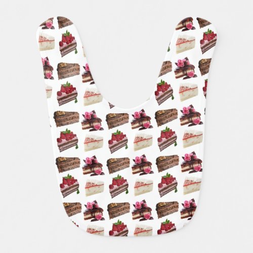 Delicious Cakes Desserts Pattern Selection Baby Bib