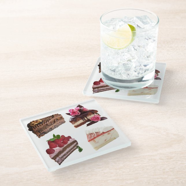 Delicious Cakes Selection Glass Coaster (Angled)